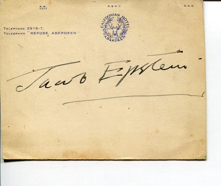 Jacob Epstein Famous British Sculptor Artist Painter Rare Signed Autograph
