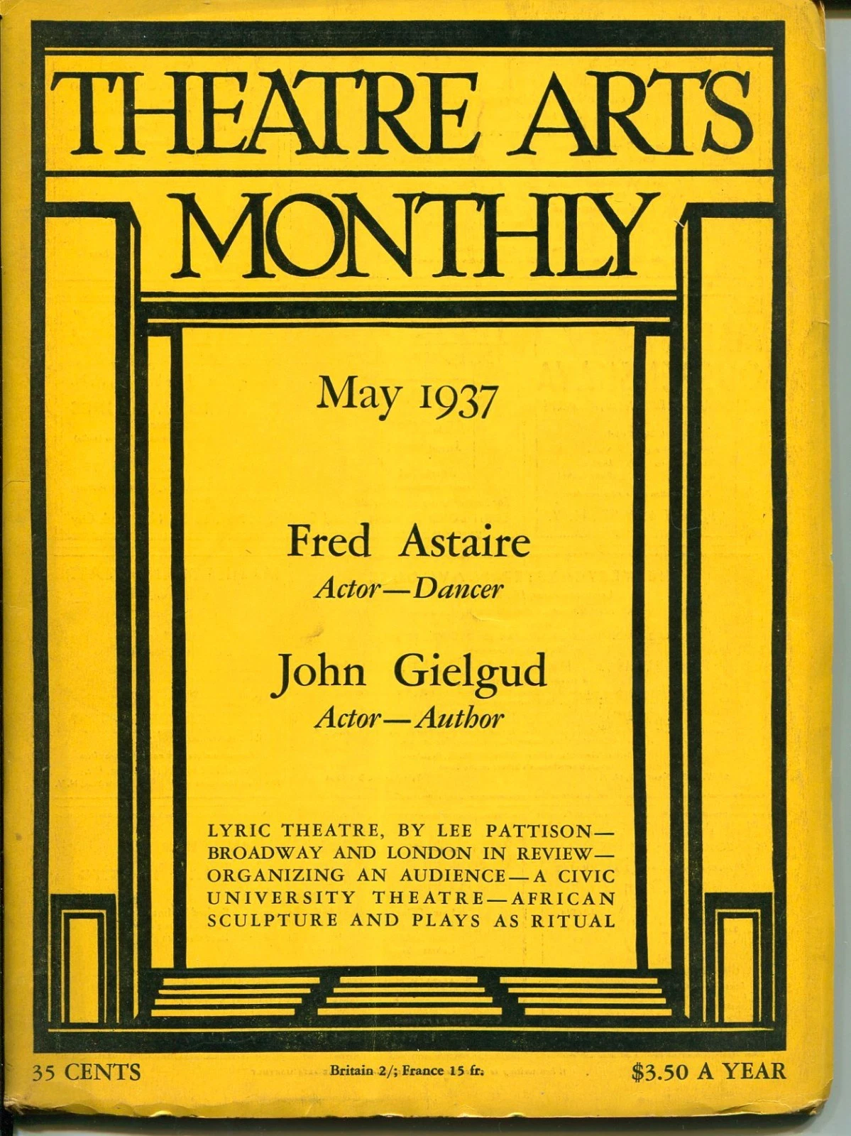 Fred Astaire John Gielgud Maurice Evans May 1937 Theatre Arts Monthly Magazine

