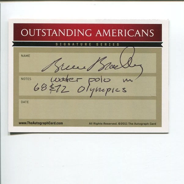 Bruce Bradley US Olympic Water Polo Bronze UCLA Bruins Signed The Autograph Card
