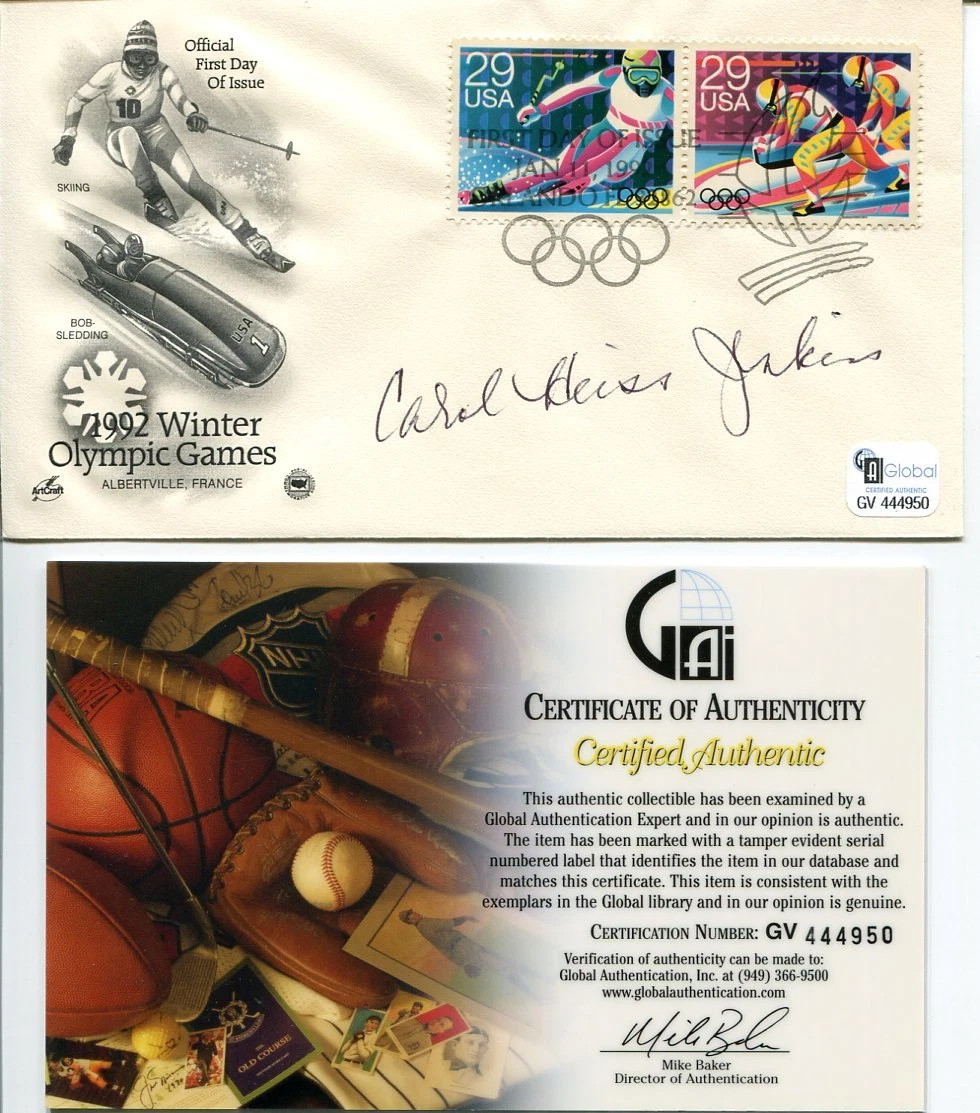 Carol Heiss Olympic Gold Silver Medal Figure Skater Signed Autograph FDC COA
