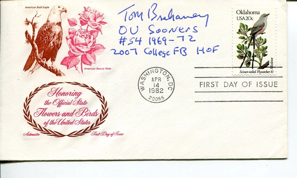 Tom Brahaney Oklahoma Sooner OU College Football HOF Signed Autograph FDC
