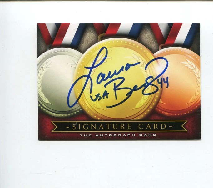 Laura Berg US Olympic Gold Sliver Softball Fresno State Signed Autograph Card
