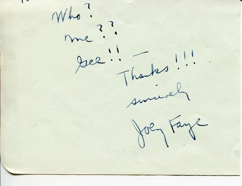 Joey Faye Vaudeville Comedian Josephine Tumunia Opera Soprano Signed Autograph
