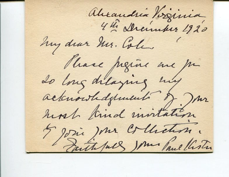 Paul Kester Playwright Novelist Author Writer Signed Autograph Note
