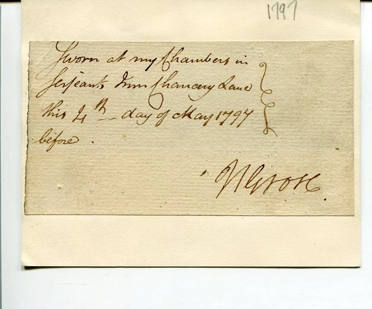 Sir Nash Grose 1797 Barrister Serjeant At Law King's Bench Rare Signed Autograph
