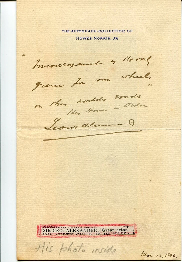 Sir George Alexander English Stage Actor Theatre Producer Rare Signed Autograph
