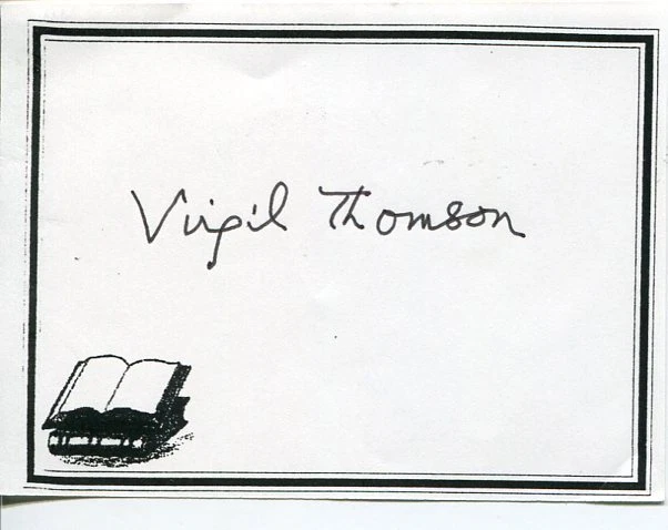 VIRGIL THOMSON CLASSICAL COMPOSER AMERICAN SOUND SIGNED AUTOGRAPH BOOKPLATE COLLECTIBLE MEMORABILIA