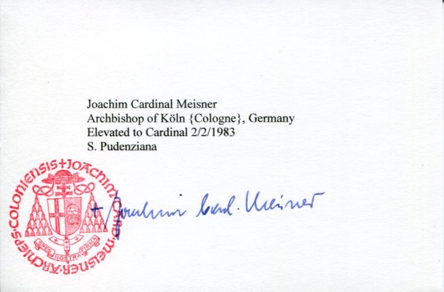 Joachim Meisner Roman Catholic Cardinal Archbishop of Cologne Signed Autograph
