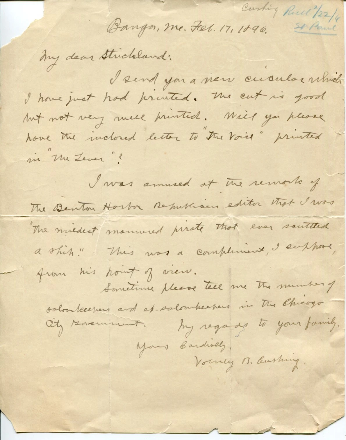 Volney Byron Cushing The Lost Atlantis Author Lecturer Rare Signed Autograph ALS
