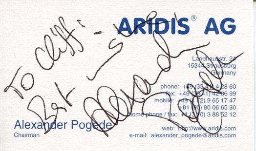 Alexander Pogede Aridis Corporation President & Chairman Signed Autograph Card
