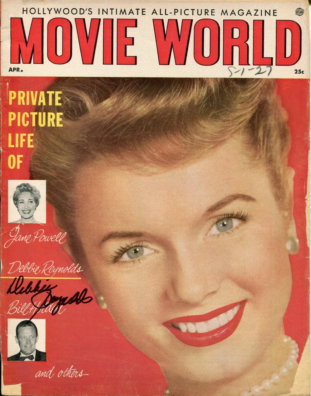 Debbie Reynolds Signed Autograph Complete 1955 Movie World Magazine
