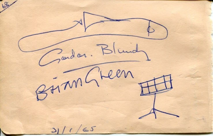 Brian Green Henry Gordon Blundy New Orleans Stompers Jazz Signed Autograph Sketc
