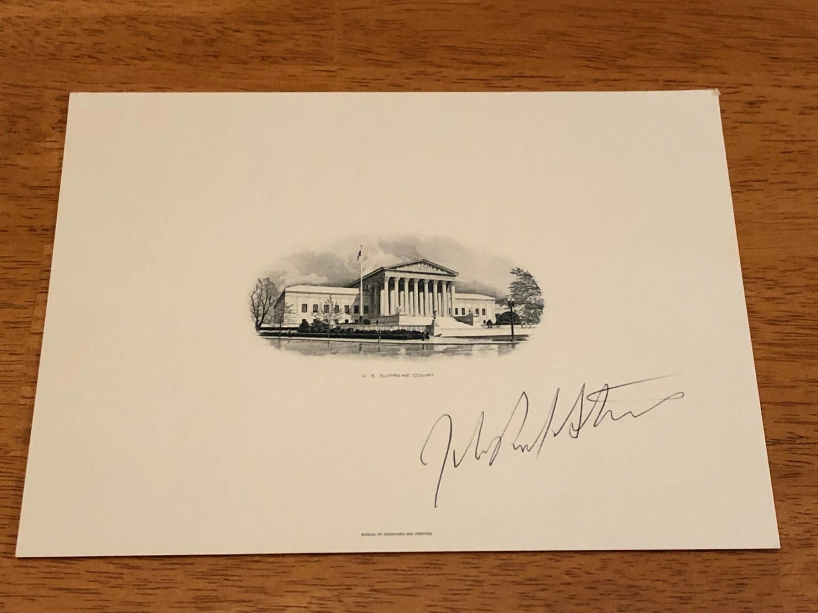 John Paul Stevens US Supreme Court Justice Signed Autograph Original Engraving
