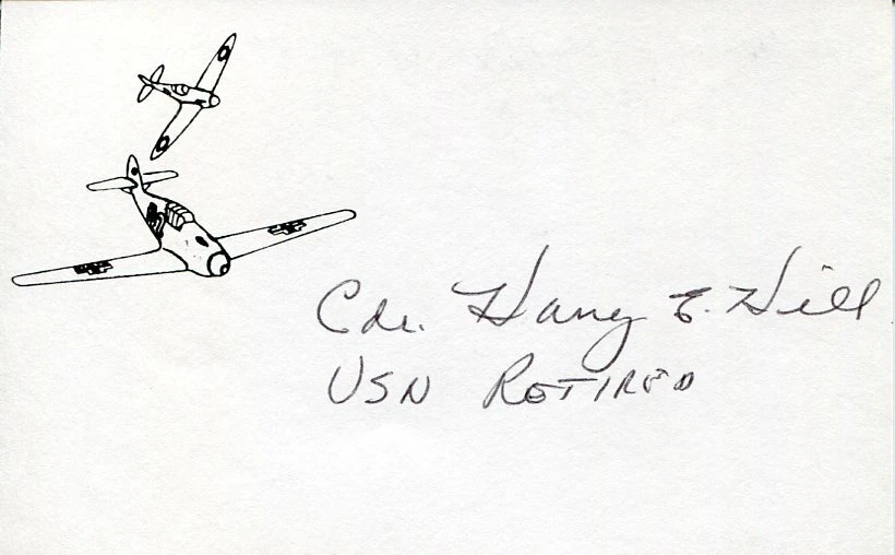 Harry Edward Hill USN Navy WWII War Fighter Pilot Ace DFC VF-5 Signed Autograph
