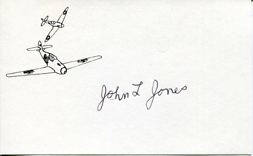John L. Jones USAAF WWII War Fighter Pilot Ace P-39 80th FS Signed Autograph
