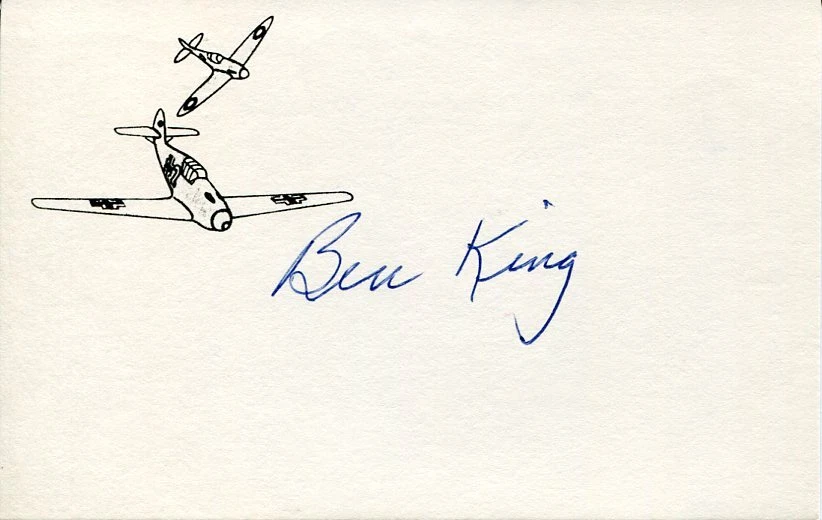 General Benjamin King USAF WWII War Fighter Pilot Ace 3x DFC Signed Autograph
