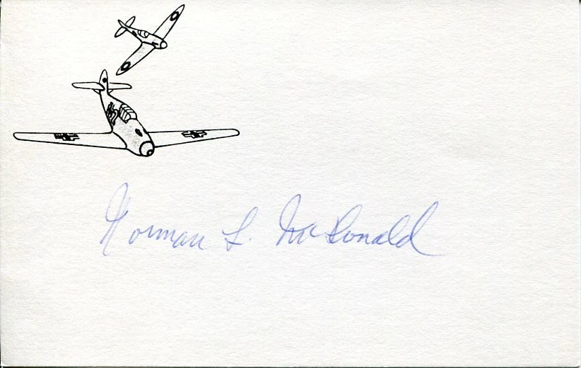 Norman L. McDonald USAAF WWII War Fighter Pilot Double Ace DFC Signed Autograph
