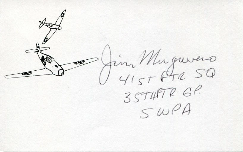 Lt Col James Mugavero USAAF WWII War Fighter Pilot Ace DFC P-47 Signed Autograph
