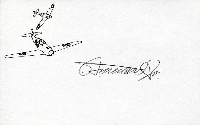 Louis A. Menard USN Navy WWII War Fighter Pilot Ace DFC Signed Autograph
