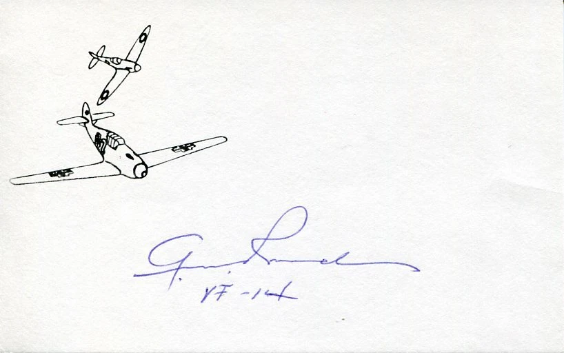 Glenn Revel USN Navy WWII War Fighter Pilot Ace VF-14 DFC Signed Autograph
