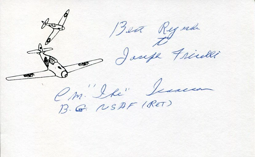 General Clayton Isaacson USAAF WWII War Fighter Pilot Ace Signed Autograph
