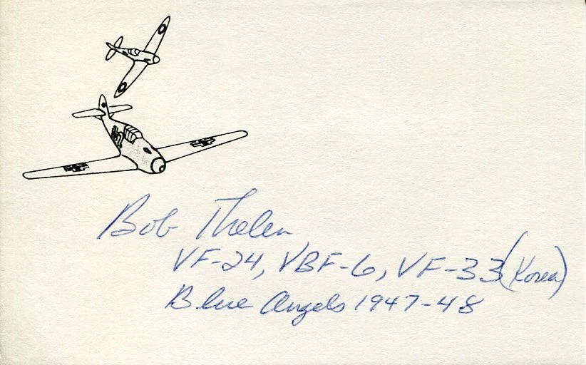 Robert H. Thelen USN Navy WWII War Fighter Pilot Ace VF-23 DFC Signed Autograph
