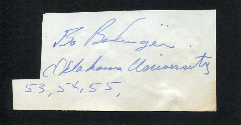 Bo Bolinger Oklahoma Sooners OU 1955 National Champ Rare Signed Autograph

