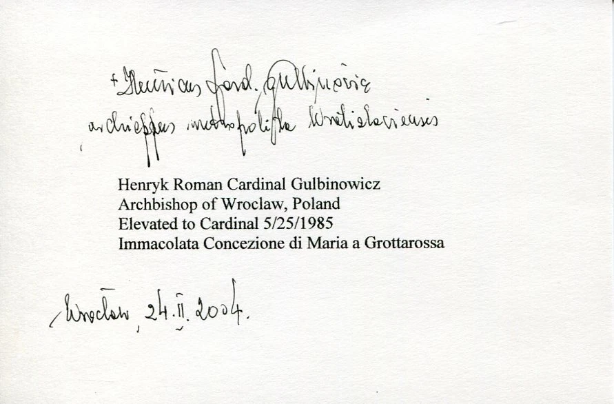 Henryk Gulbinowicz Roman Catholic Cardinal Archbishop Wroclaw Signed Autograph
