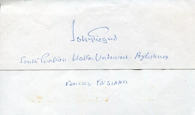 John Gielgud Gandhi Murder on the Orient Express Hamlet Gandhi Signed Autograph
