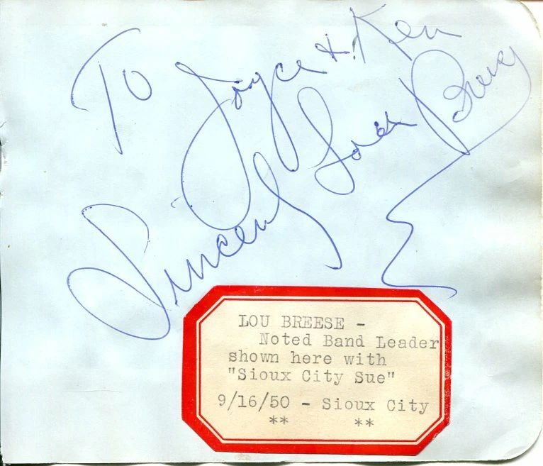 Lou Breese Jazz Big Band Leader Trumpet Rare & Unknown Signed Autograph
