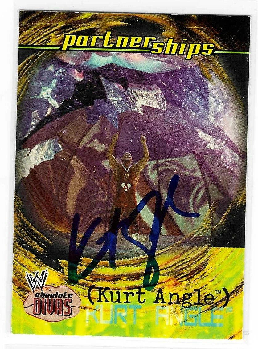 Kurt Angle Signed 2002 Fleer WWE Absolute Divas Card #65
