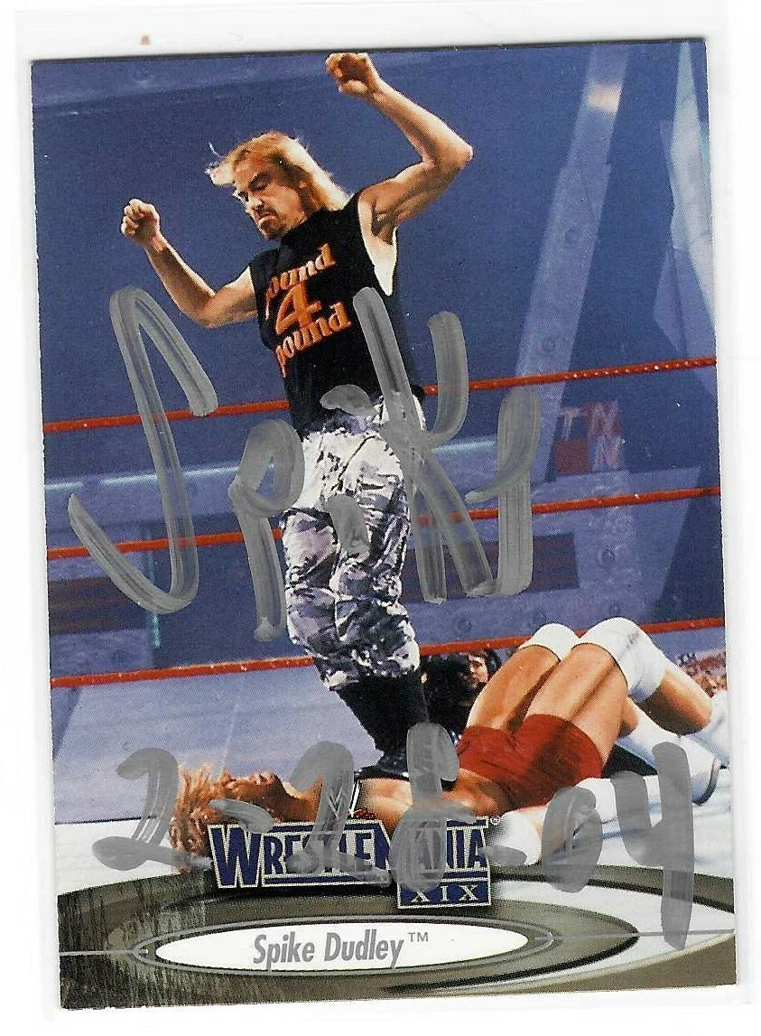Spike Dudley Signed 2003 Fleer WWE Wrestle Mania XIX Card #17
