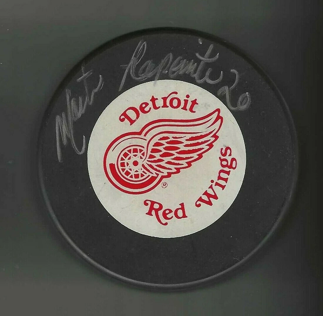 Martin Lapointe Full Name Signed Detroit Red Wings Trench Puck
