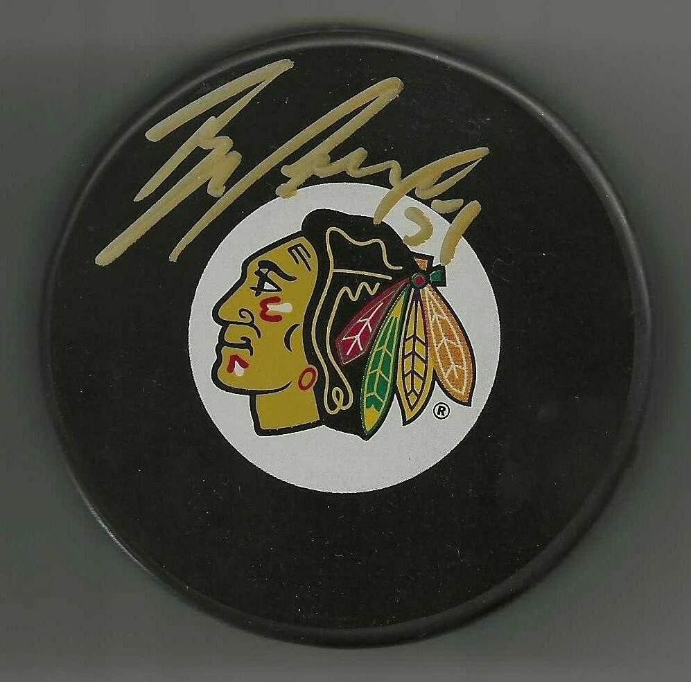 Brian Campbell Signed Chicago Blackhawks Large Logo Puck
