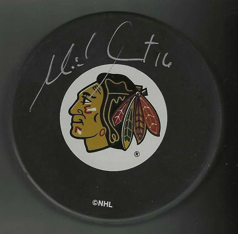 Michel Goulet Signed Chicago Blackhawks Puck
