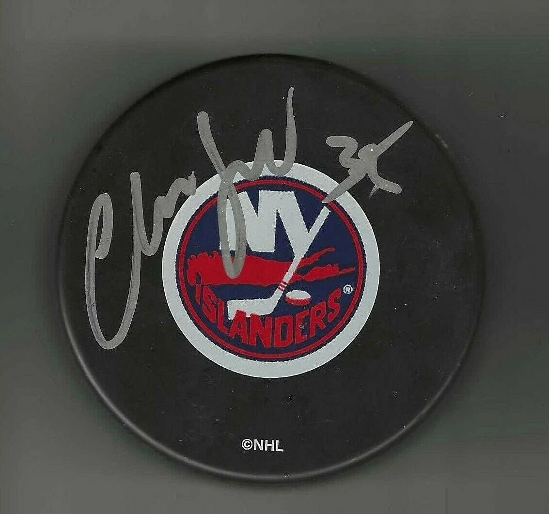 Chris Osgood Signed New York Islanders Large Logo Puck
