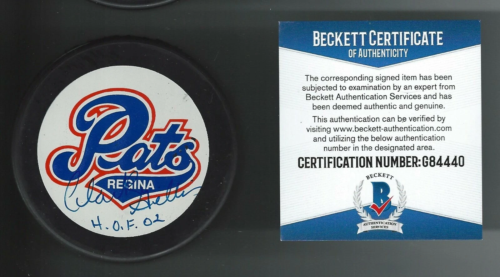 Clark Gillies Signed Regina Pats Official Game Puck Beckett COA Islanders
