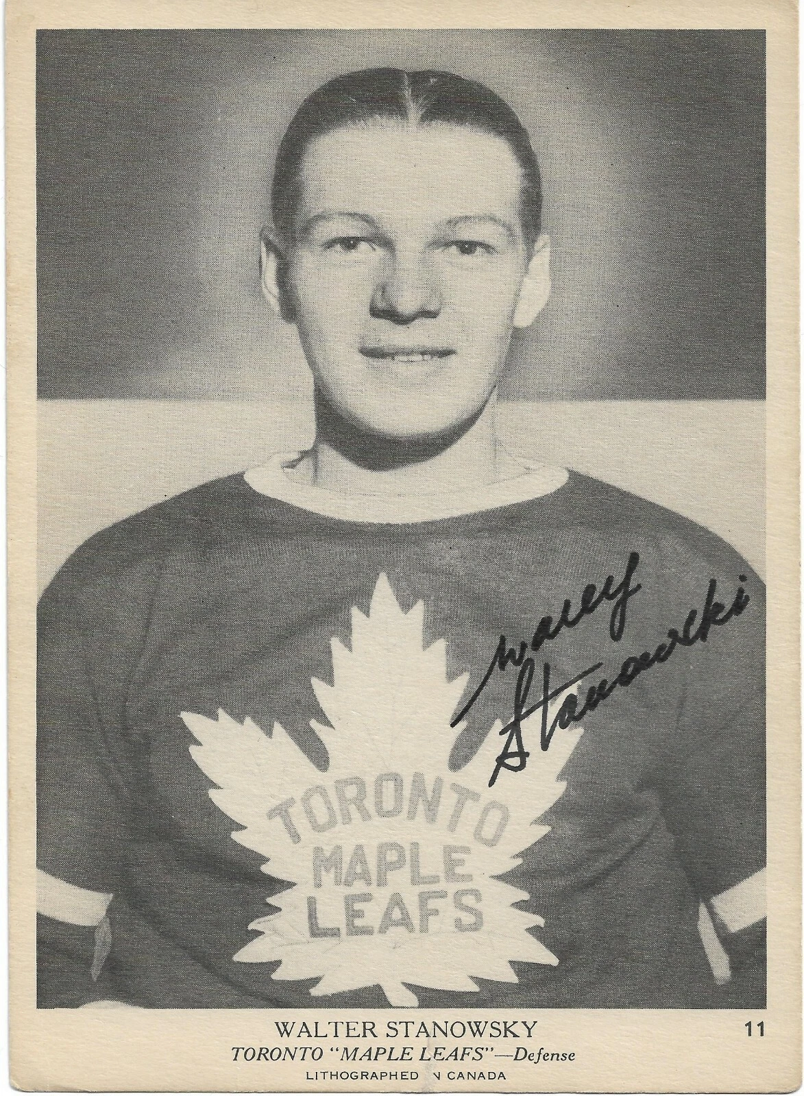 Wally Stanowski Signed 1939-40 O-Pee-Chee Rookie Card #11 Toronto Maple Leafs
