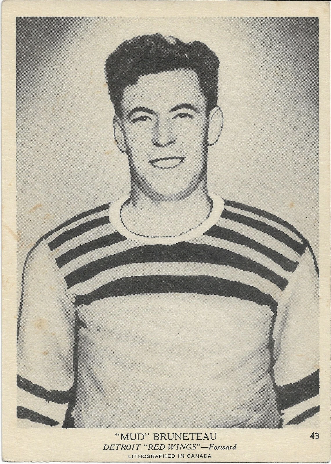 Mud Bruneteau 1939-40 O-Pee-Chee Rookie Card #43 Detroit Red WIngs
