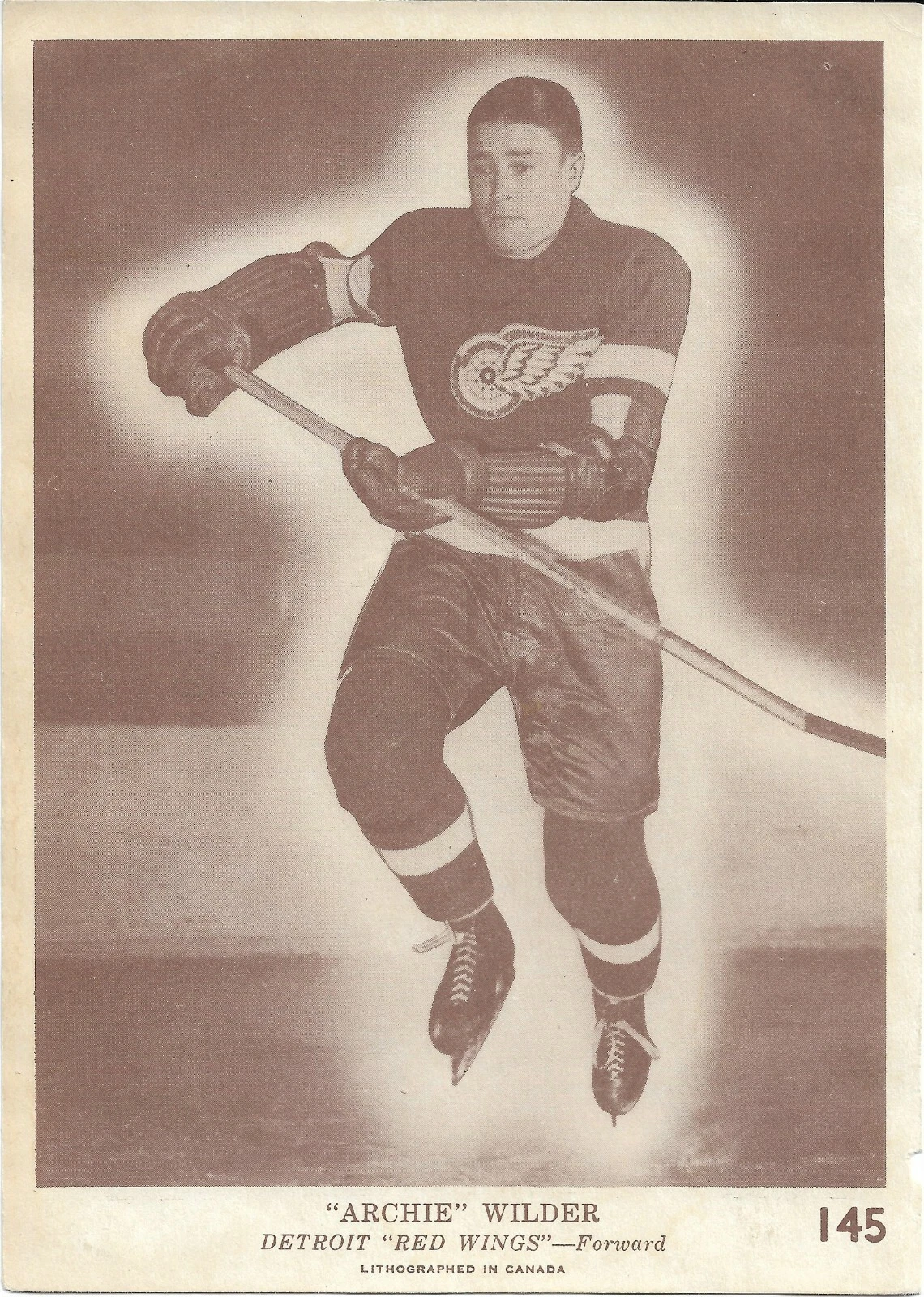 Archie Wilder 1940-41 O-Pee-Chee Rookie Card #145 Detroit Red Wings

