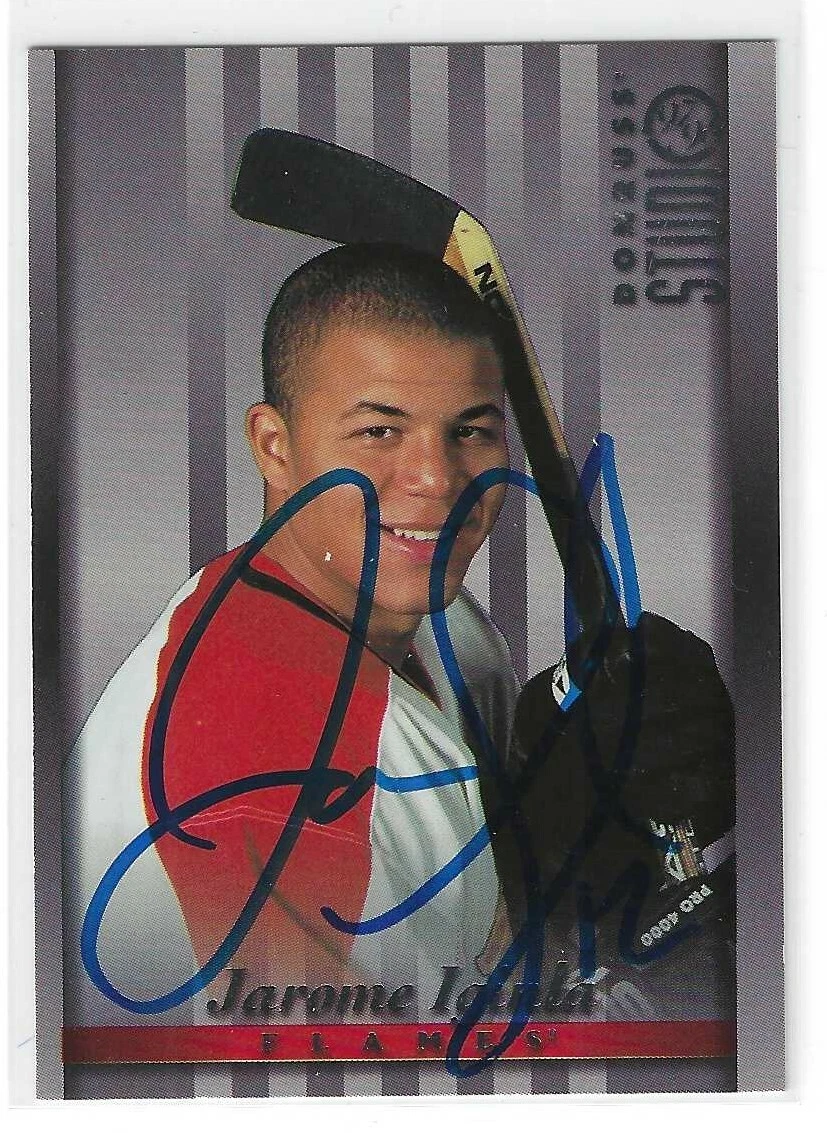 Jarome Iginla Signed 1997/98 Donruss Studio Card #12 Calgary Flames
