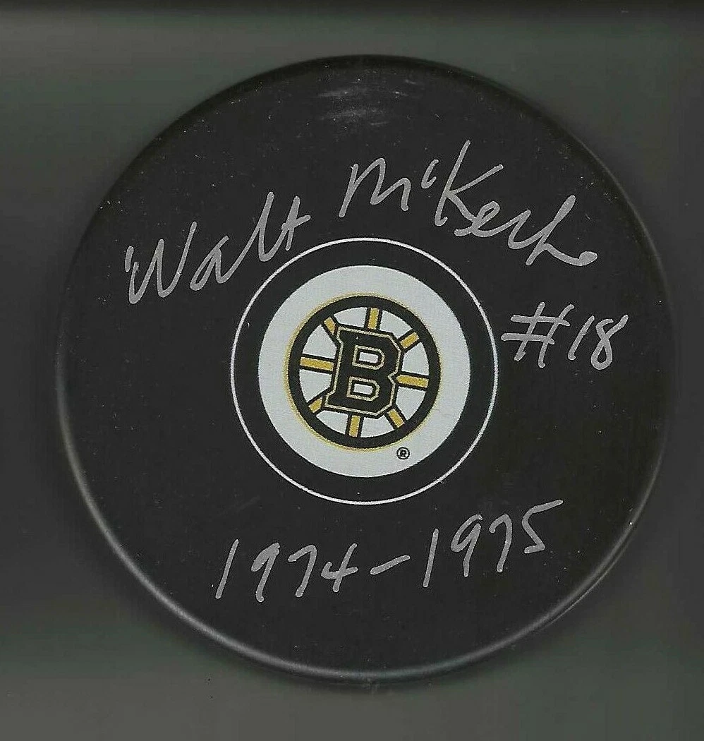 Walt McKechnie Signed & Inscribed Boston Bruins Puck
