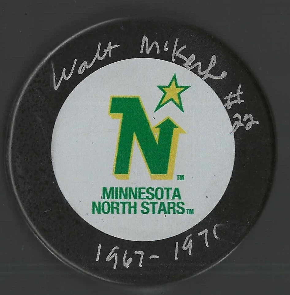 Walt McKechnie Signed & Inscribed Minnesota North Stars Puck
