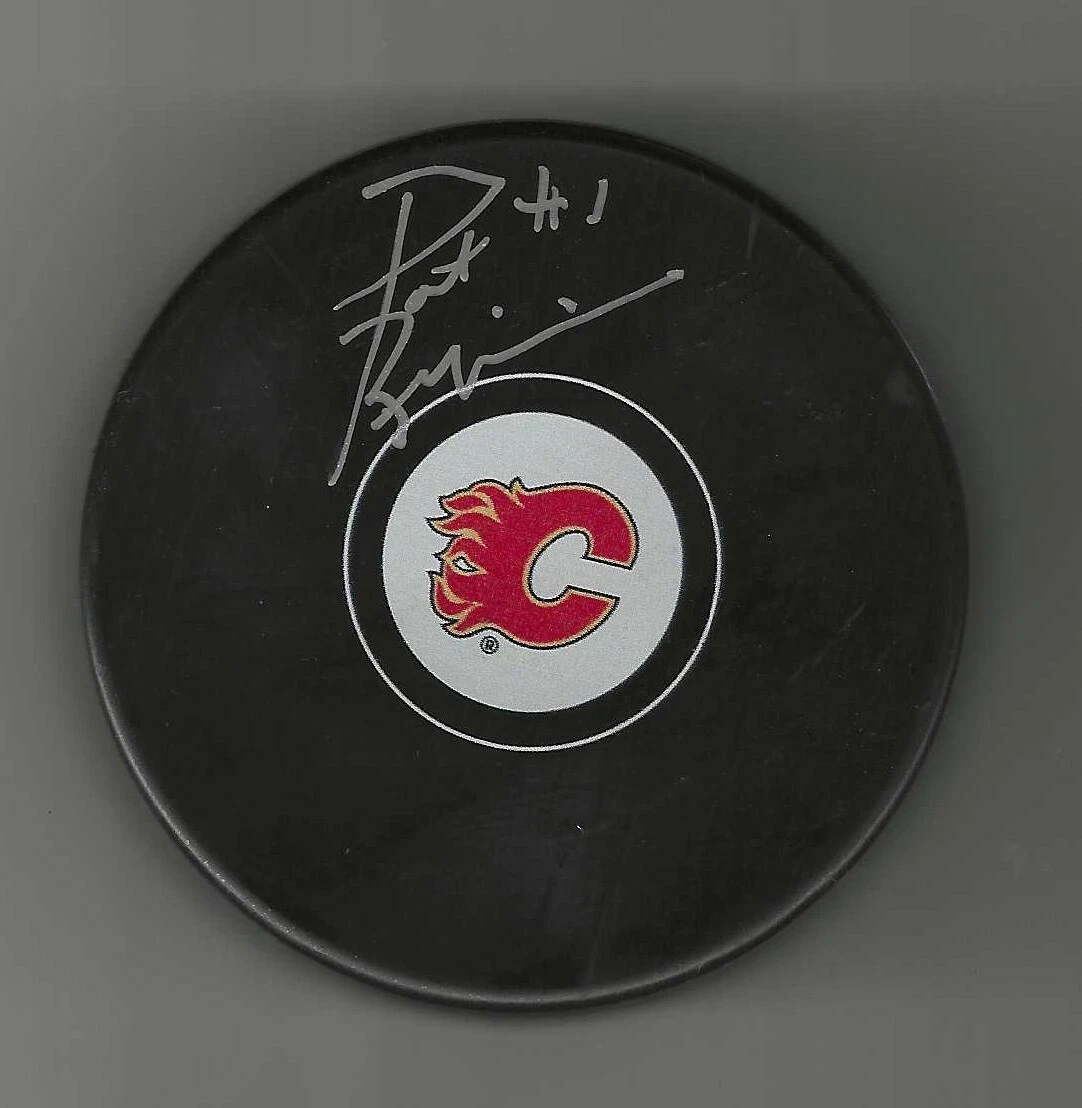 Pat Riggin Signed Calgary Flames Puck
