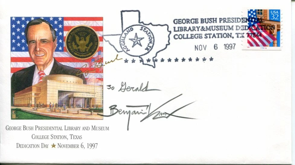 Benjamin Knox Texas A&M Aggie George Bush Artist Signed Autograph FDC
