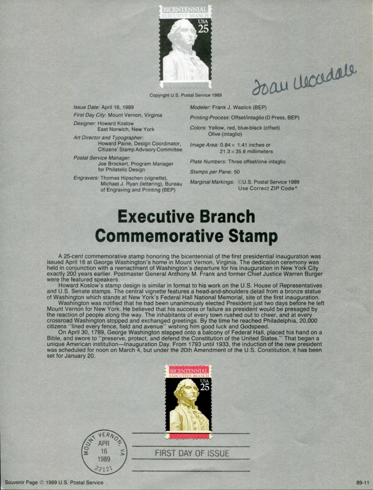 Joan Mondale Wife US Vice President Walter Signed Autograph FDC Sheet
