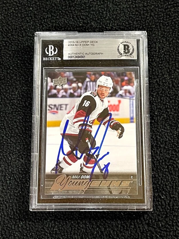 Max Domi Signed 2015/16 Upper Deck Young Guns Rookie Card #204 Beckett Certified
