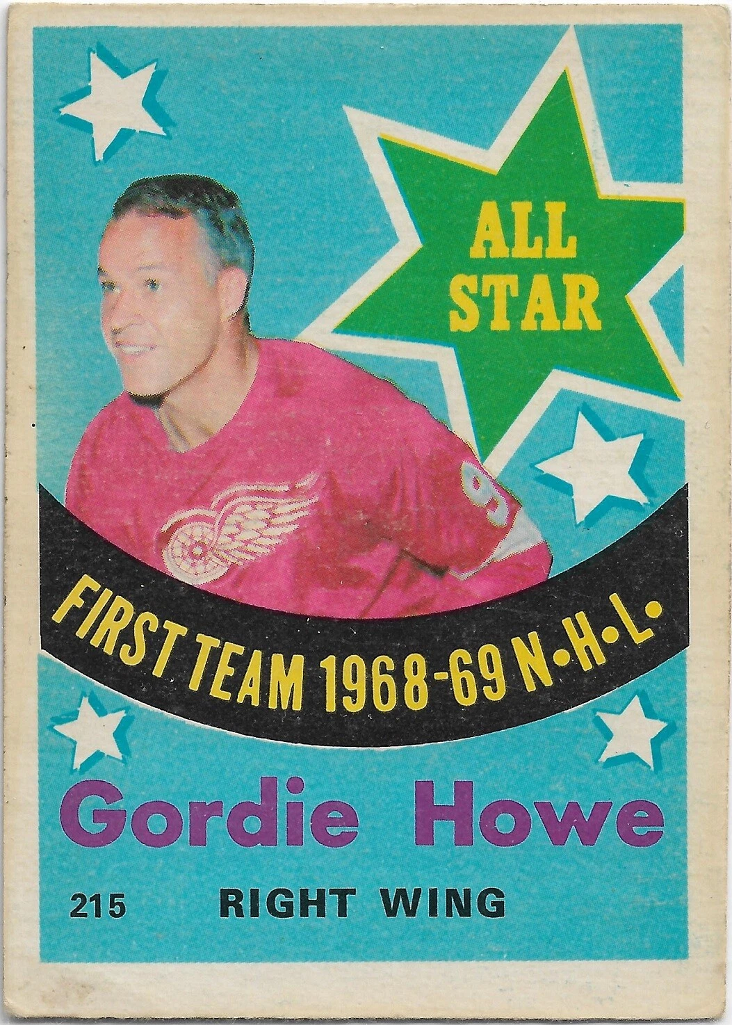 Gordie Howe 1969-70 O-Pee-Chee All-Star Card #215 Detroit Red Wings
