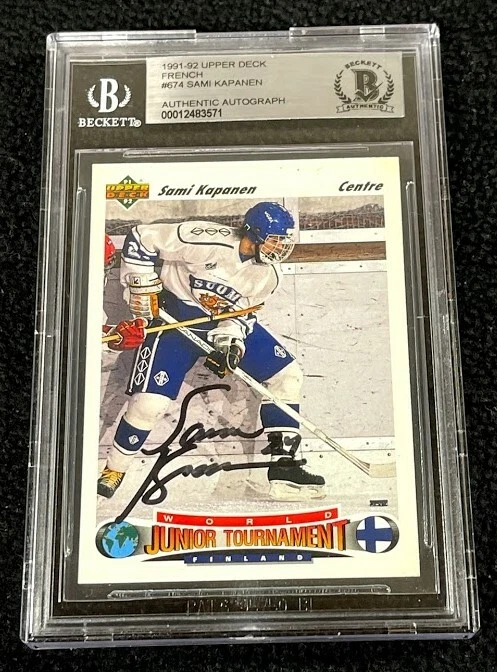 Sami Kapanen Signed 1991/92 Upper Deck French Rookie Card #674 Beckett Certified
