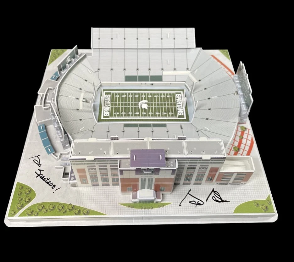 George Blaha Signed & Inscribed Michigan State Spartan Stadium 3D PZLZ Puzzle
